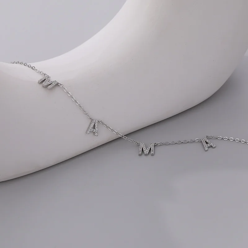 Dainty 18k gold plated delicate pendant mama necklace 925 sterling silver for mothers jewelry gift