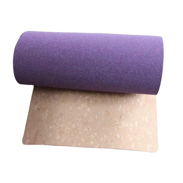 Eco Friendly High Density High Quality Yoga Mat 5mm Cork Grain + Polyurethane Rubber Mat Yoga