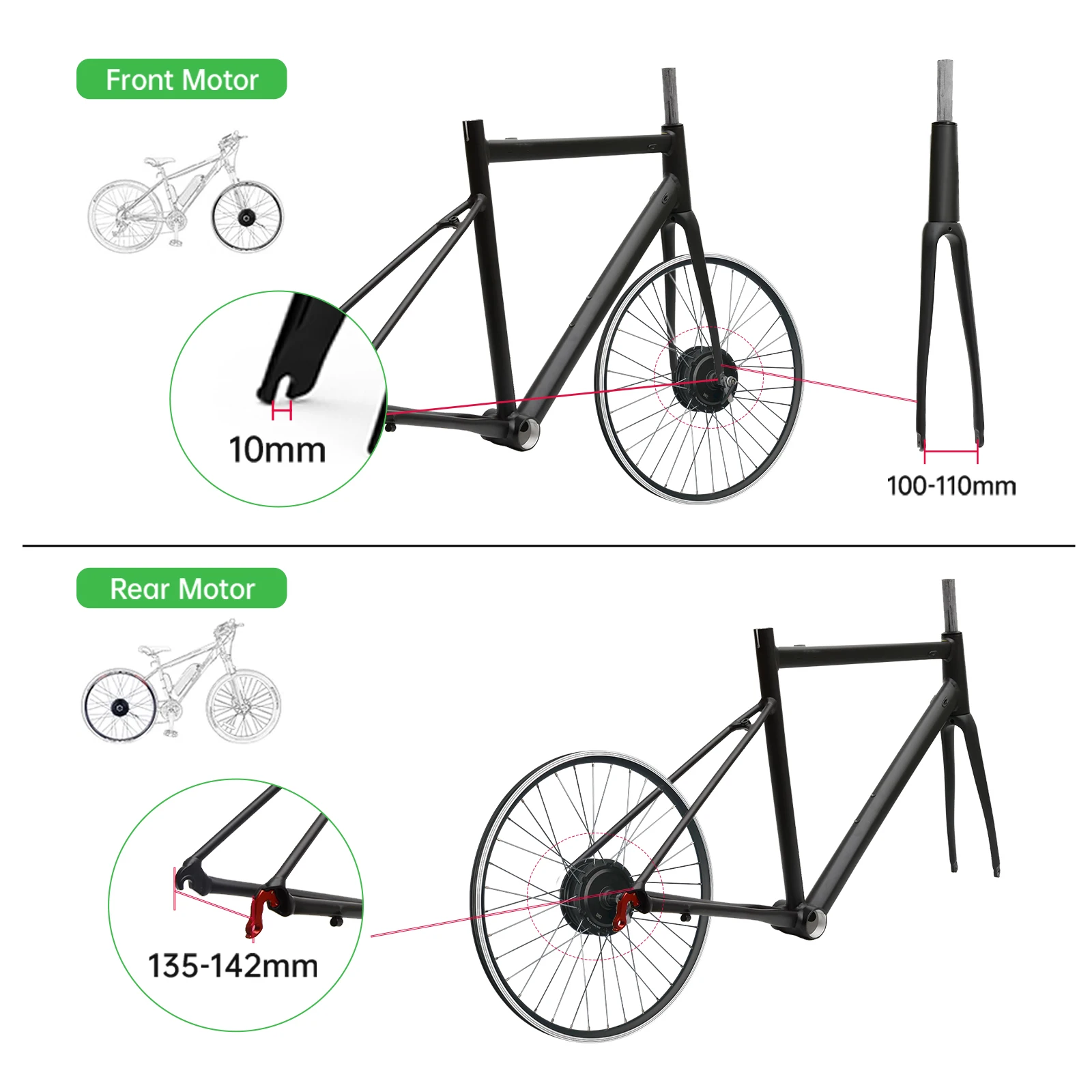 Waterproof Ebike Conversion Kit for Electric Bike Rear Wheel Electric Bicycle Hub Motor Set 250W Electric Bike Conversion Kit