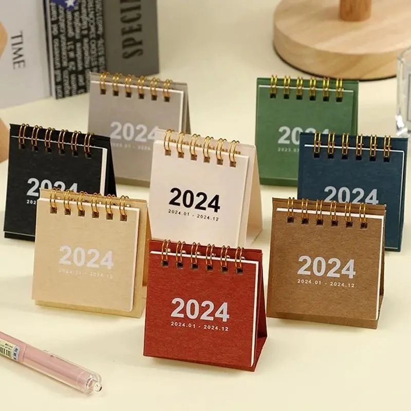 Mini Style 2024 Calendar, Desktop Calendar Decoration, Multiple Colors Available, chinese new year lunar new year decor for gift