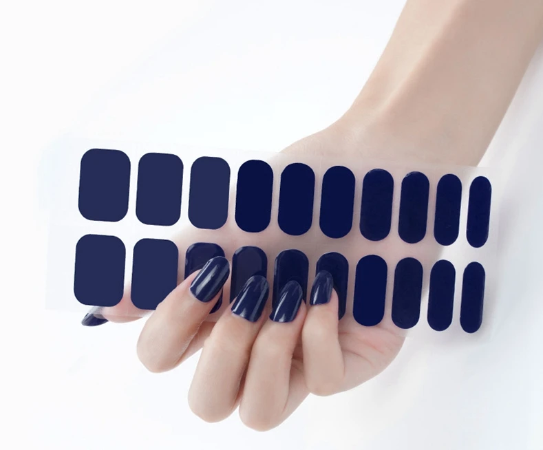 Hot Selling 14 Strips 20 Strips 24 Strips Gel Nail Art Stickers OEM Gift Packing Solid Colors False Stickers Polish Nail Wraps