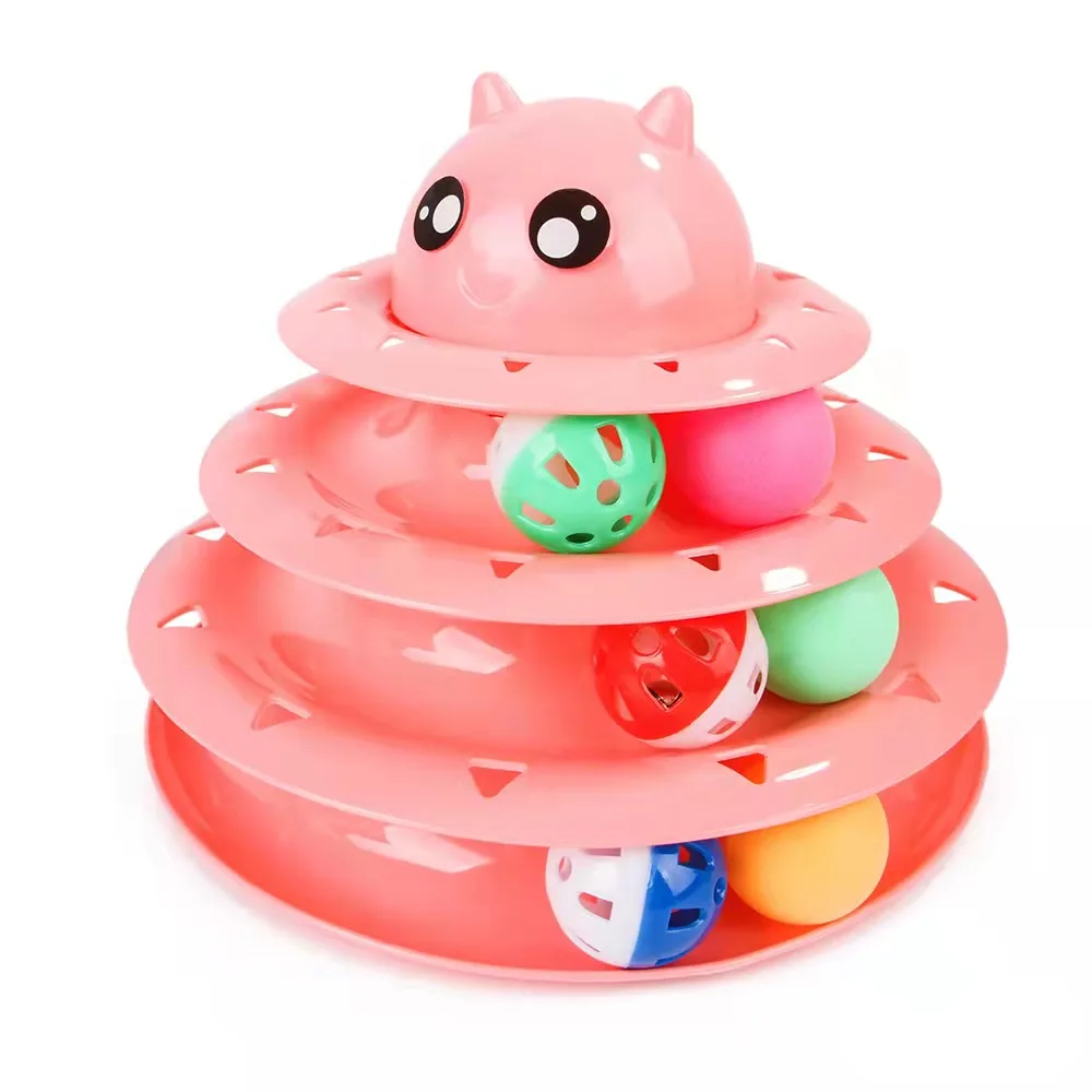 Cat Toy Roller 3-Level Turntable Cat Toys Balls with Six Colorful Balls Interactive Puzzle Kitten Toys