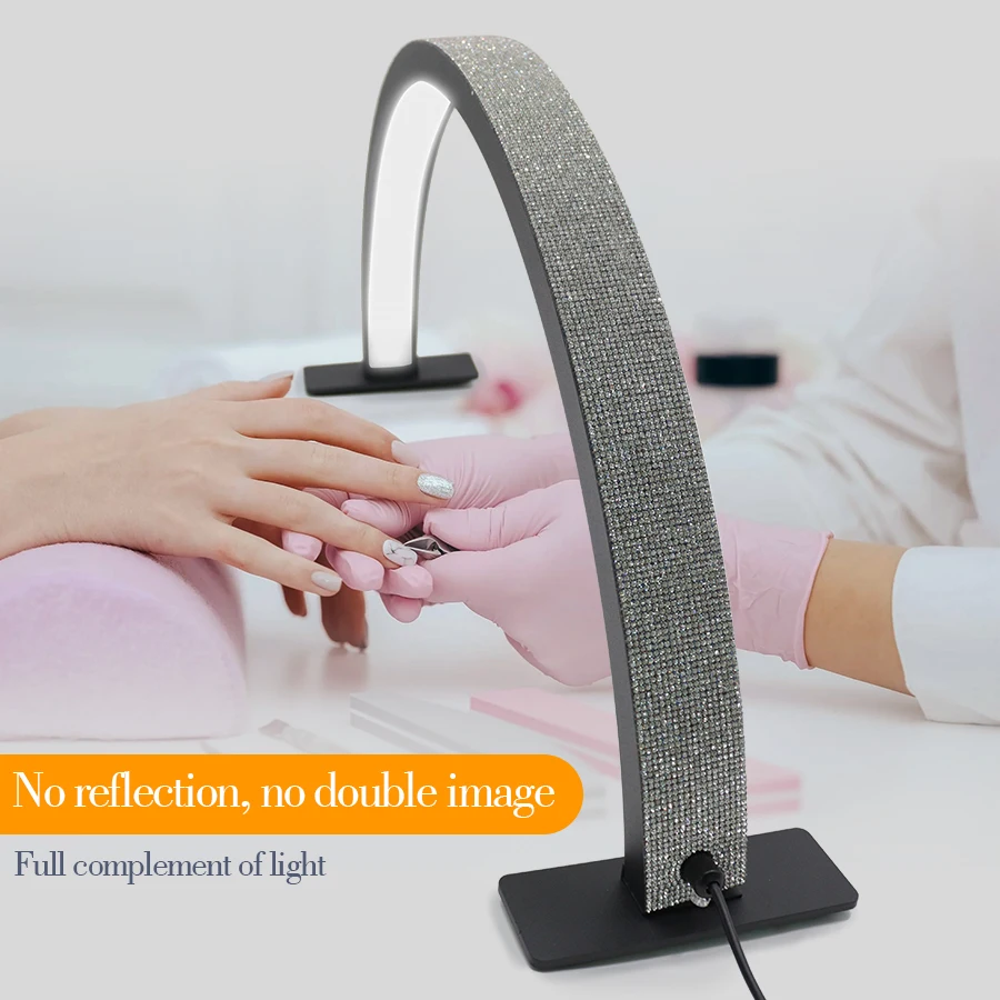 One piece half moon shape eyelash led beauty light with diamond Adjustable brightness Adjustable brightness half moon light