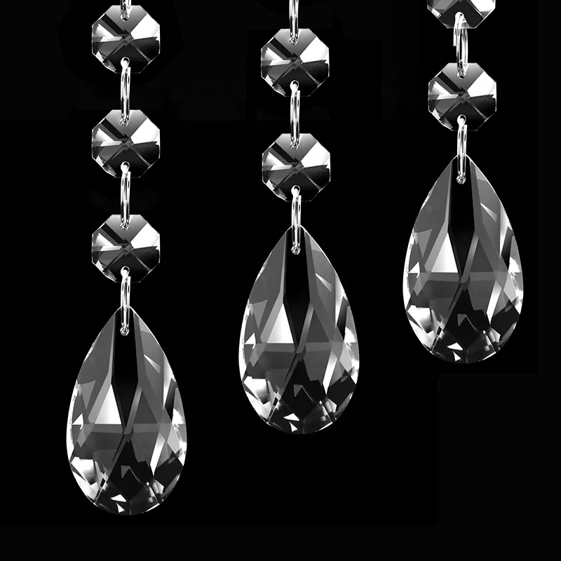 38mm,50mm.63mm,76mm,89mm Clear/Transparent Glass Lamp Teardrop Pendants Crystal Chandelier Lighting Parts Accessories