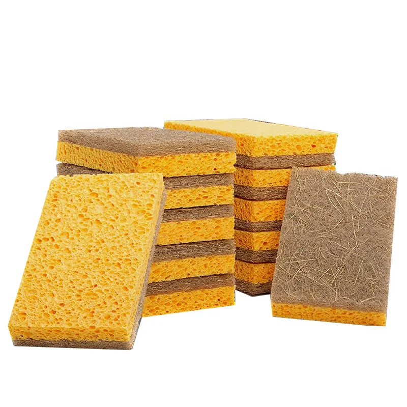 8 / 12 Pack Biodegradable Kitchen Sponge Compostable Cellulose Coconut Walnut Scrubber Sponge Dish Washing Cleaning Sponges
