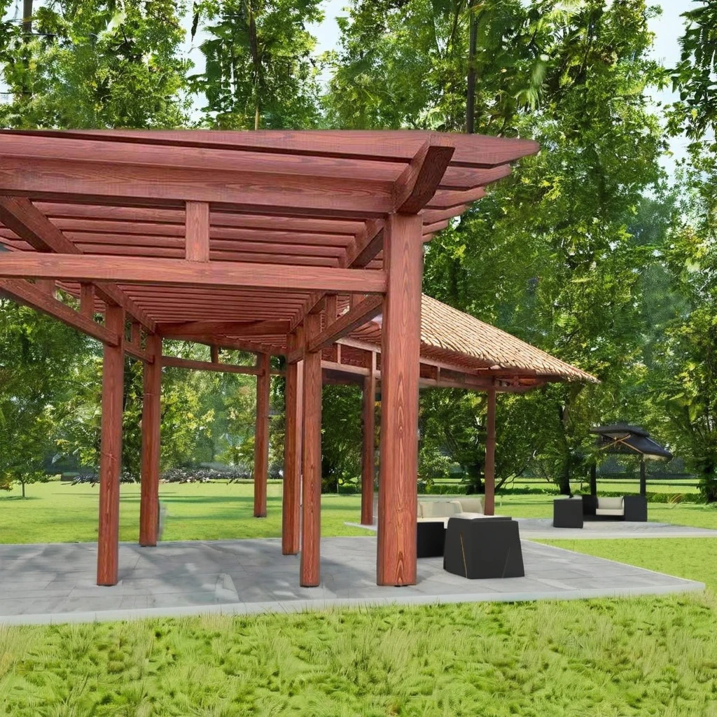 Light Steel Structure Retro Garden Pavilion Outdoor Courtyard Corridor Aluminum Alloy Grain Rack Decorative Feature Product