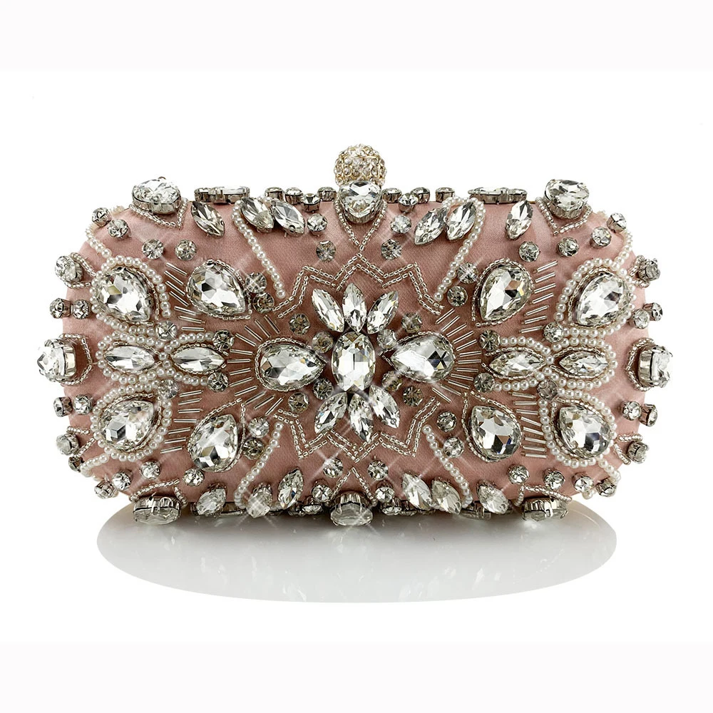 Luxury party gold silver elegant rhinestones crystal hand bling ladies purse clutch bag evening clutch bag for women