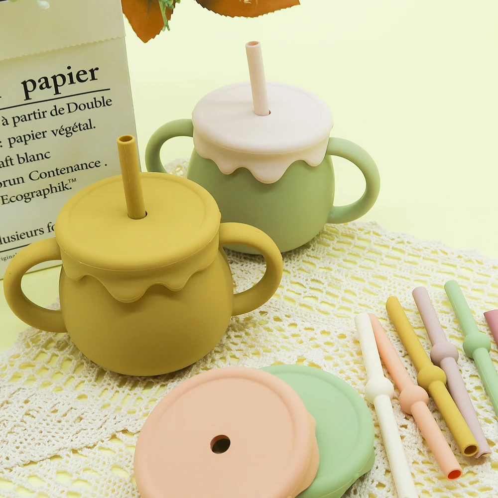 Wholesale 3 in 1 Function Spill Proof Babi Feed Silicon Baby Cup With Straw
