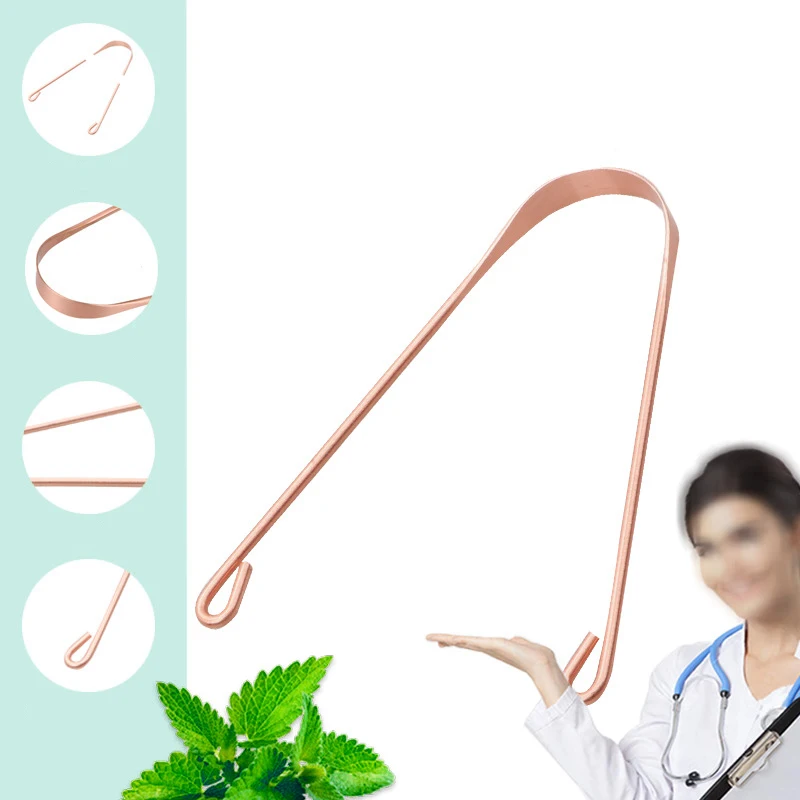 Stainless Steel Metal Tongue Scrapers Reusable oral cleaning tool stainless steel metal copper rose gold tongue scraper