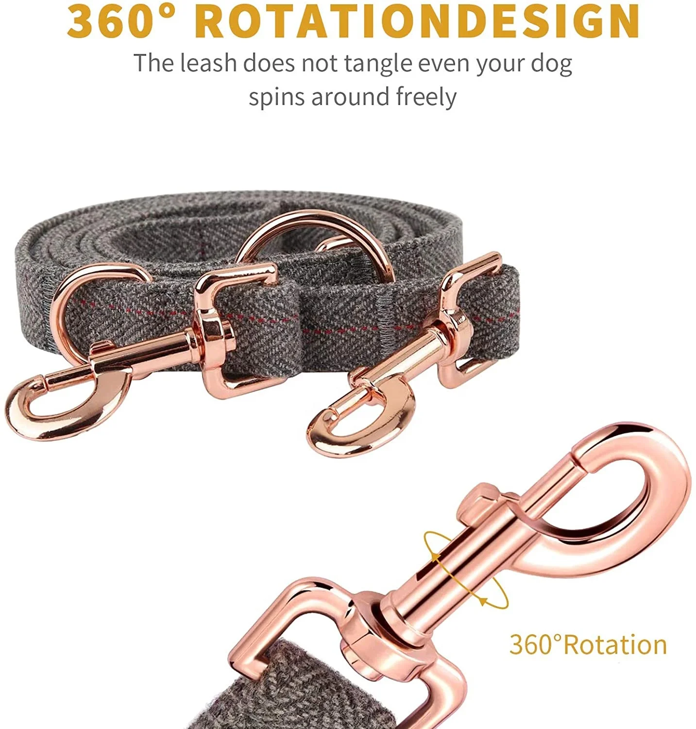
Custom Personalized Logo Soft Fashionable Tweed Dog Collar Rose Gold Metal Buckle 