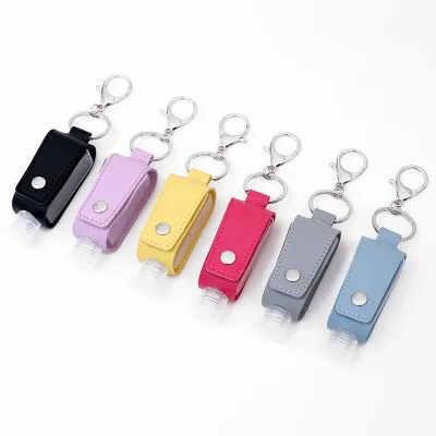 XC Outdoor portable key chain wash free hand sanitizer leather holder