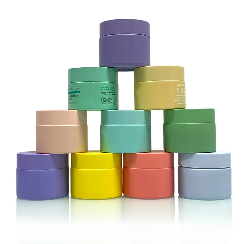 Custom colored glass container 5ml 30ml 1 ounce 2oz 2 oz 50ml 50g 60ml 100ml 100g eye face cream jars pink cosmetic jar with lid