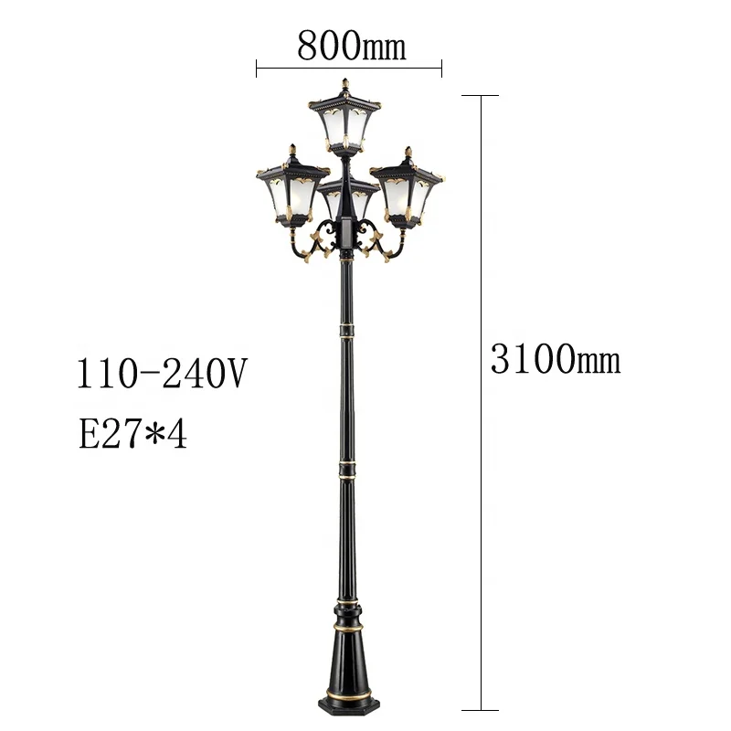 Наружный классический европейский стиль водонепроницаемый светодиодный садовый античный уличный фонарь и столбы алюминиевый садовый фонарь