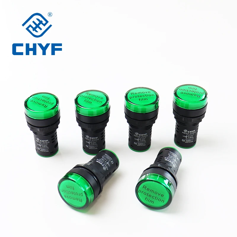 CHYF 22mm AD22-22D/S Panel Mount LED Power Indicator Pilot Signal Light Lamp 110V 220V 380V Red Blue White Green Yellow
