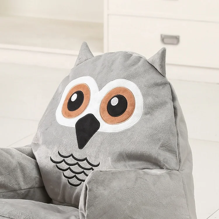 Soft velvet cute animal design armchair cover kids bean bag sofa
