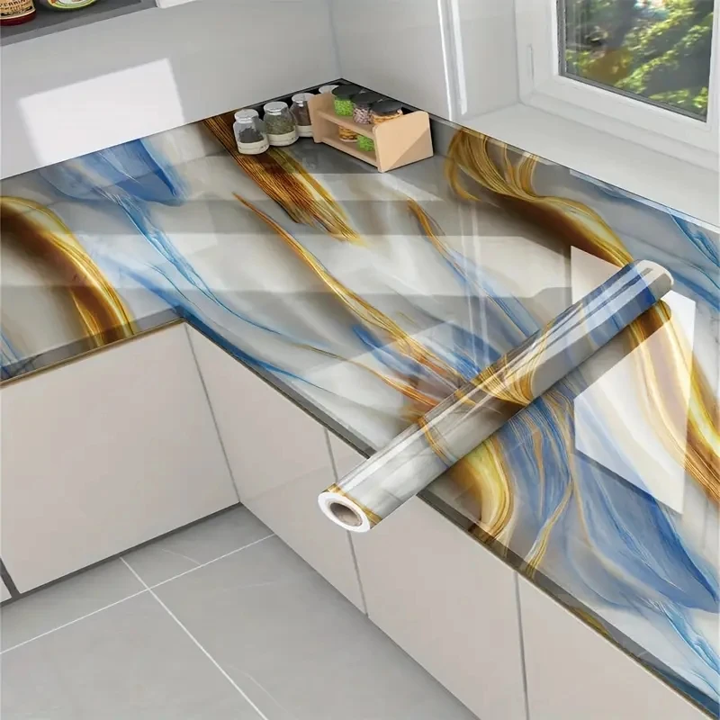 Luxury Marble Self-adhesive Wallpaper Detachable Wallpaper for Kitchen Countertops Peel Paste Contact Paper