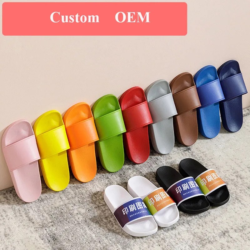 Unisex summer flat sandals shoes wholesale customized flip flop pvc slides slippers for home beach women men use