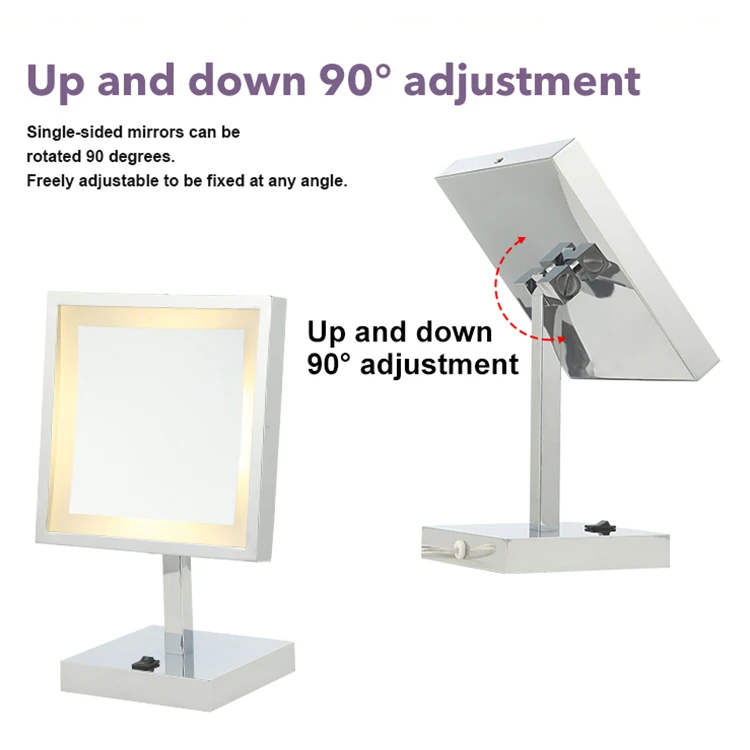 9.5 inch Bronze 3000K/4000K/6000K Square Shape Stainless Steel Table Single side LED Mirror