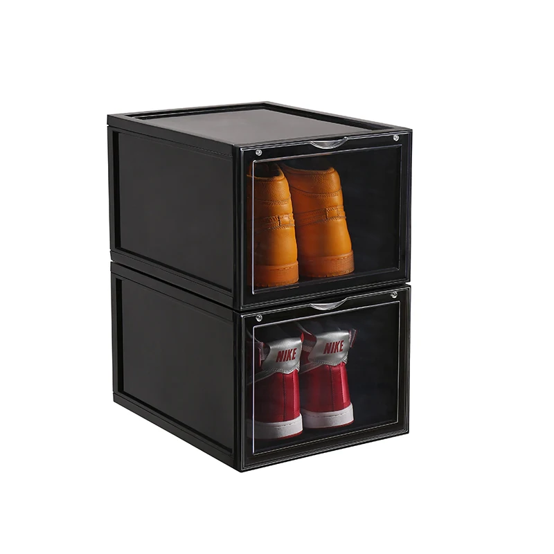 
Clear Magnet Plastic Shoe Boxes Drop Front Shoe Storage Box Acrylic custom transparent display shoe boxes stackable organizer 