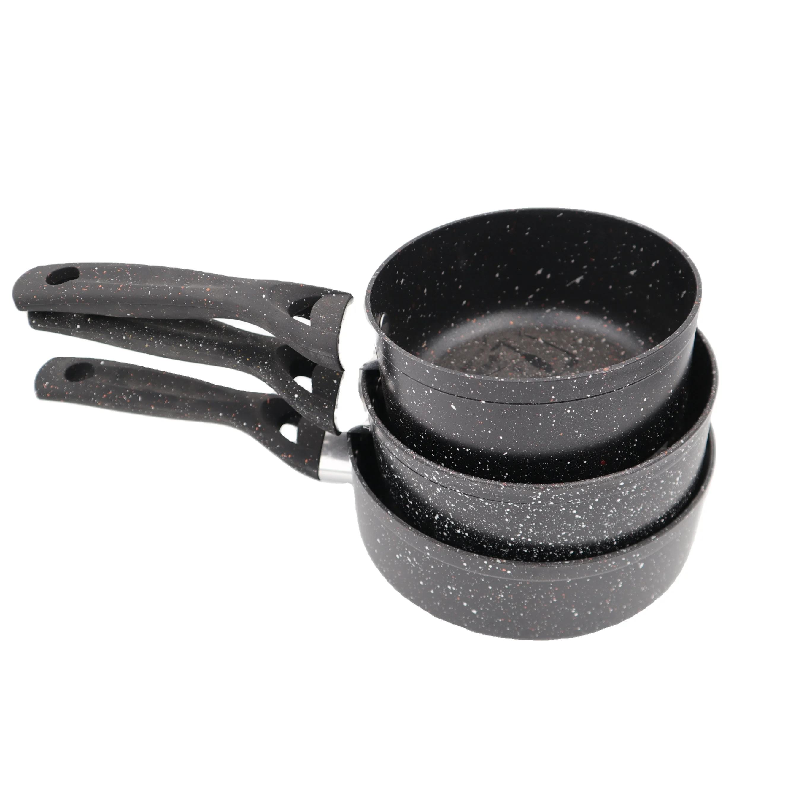 3PCS Set Non-Stick Milk Pot With Handle Mini Size Baby Sauce Pot Aluminum Maifan Stone Coating Induction Cooker