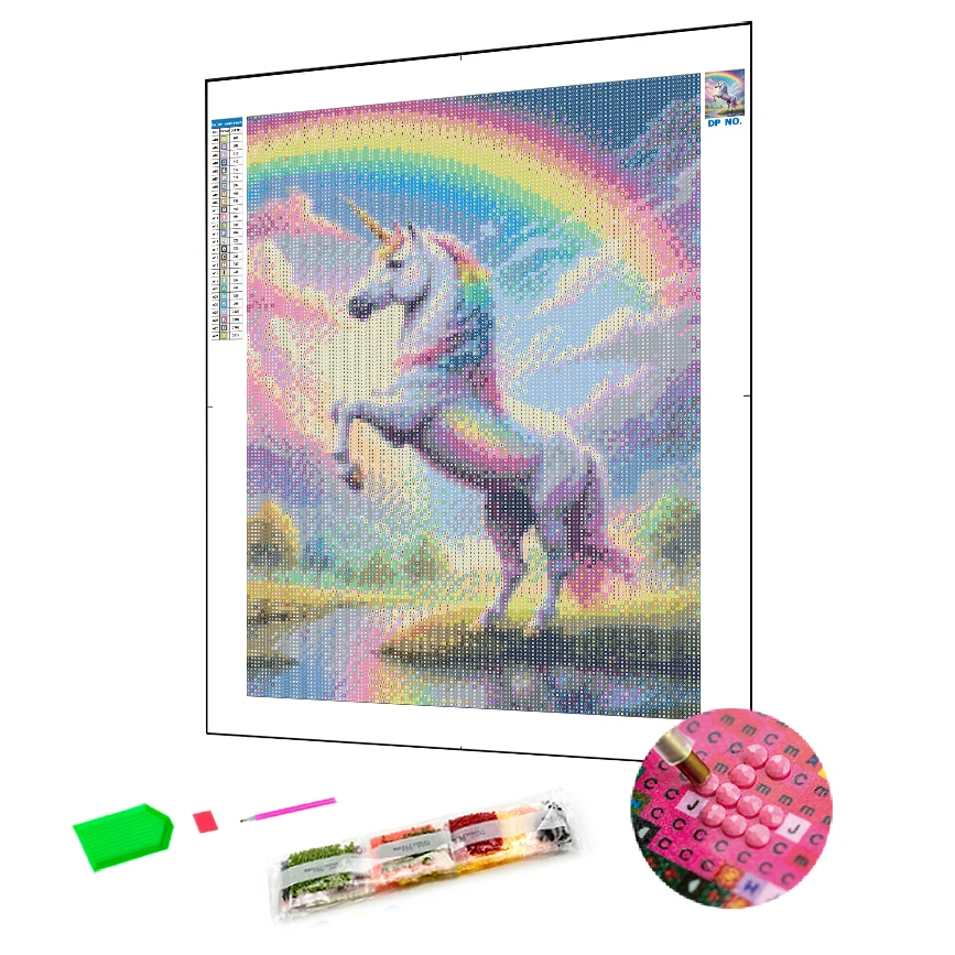 Gem Painting Accessories Tools Kits For Rainbows And Unicorns Diamond Art Painting DIY Full Drill Round 5D Diamond Painting Kit