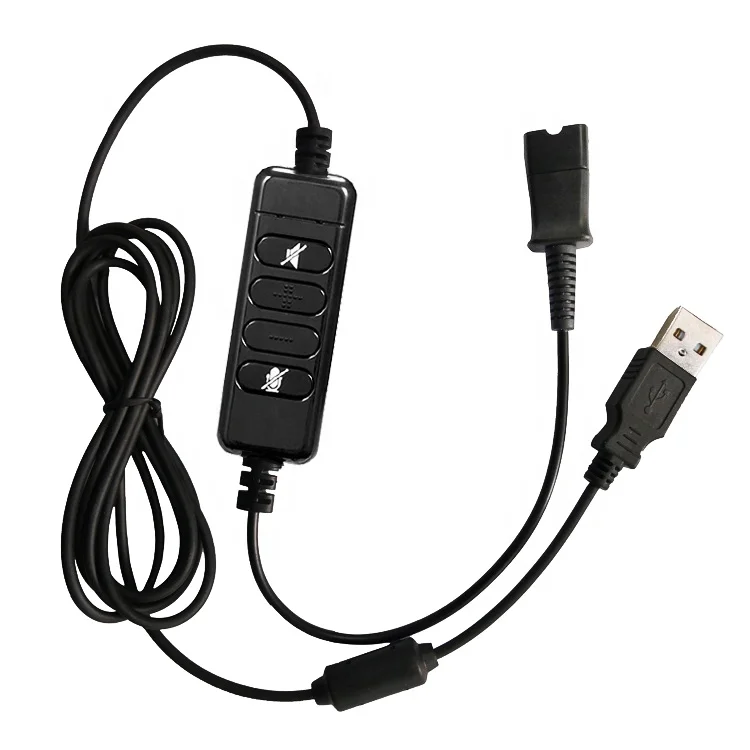
Replaceable QD Cable USB to Quick Disconnect Inline Volume control cable for Call Center Headset 