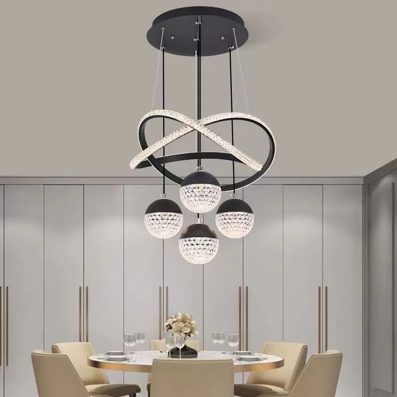 Up And Down Luminous Aluminum Living Dining Room Led Pendant Light Luxury Circle Chandelier Modern