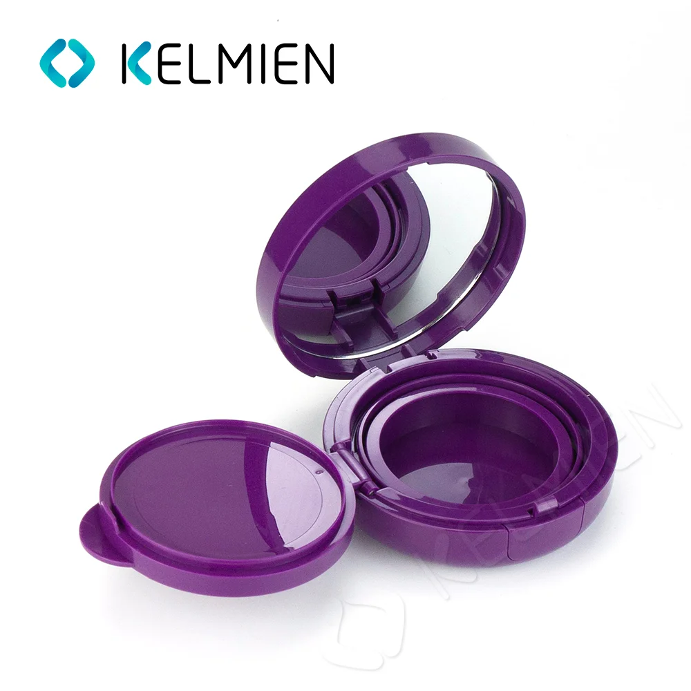 empty round BB air cushion press powder case  with mirror plastic custom decoration foundation compact case powder container