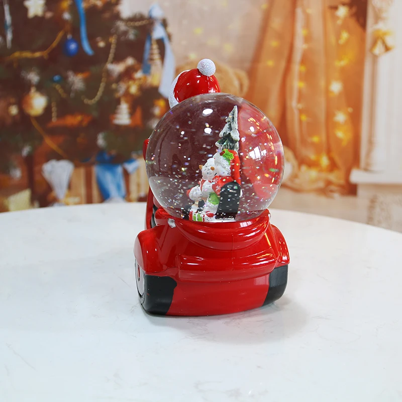 Hot sales christmas decoration  supplies snowman rides a motorcycle christmas water lantern snow globe souvenir for kid gifts