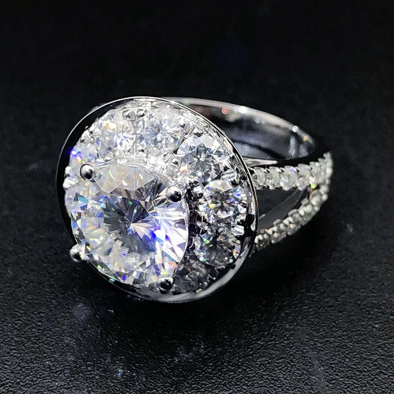 Factory Custom Fine Jewelry Moissanite/Lab Diamond/ Diamond Wedding Ring Real 925 Sterling Silver 9K 10K 14K 18K Ring Women