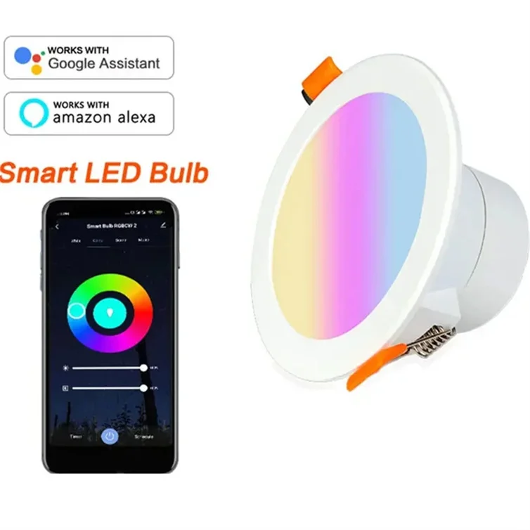 Smart Home Light 10W 8W RGB Dimmable Wifi APP TUYA Recessed Round Downlight