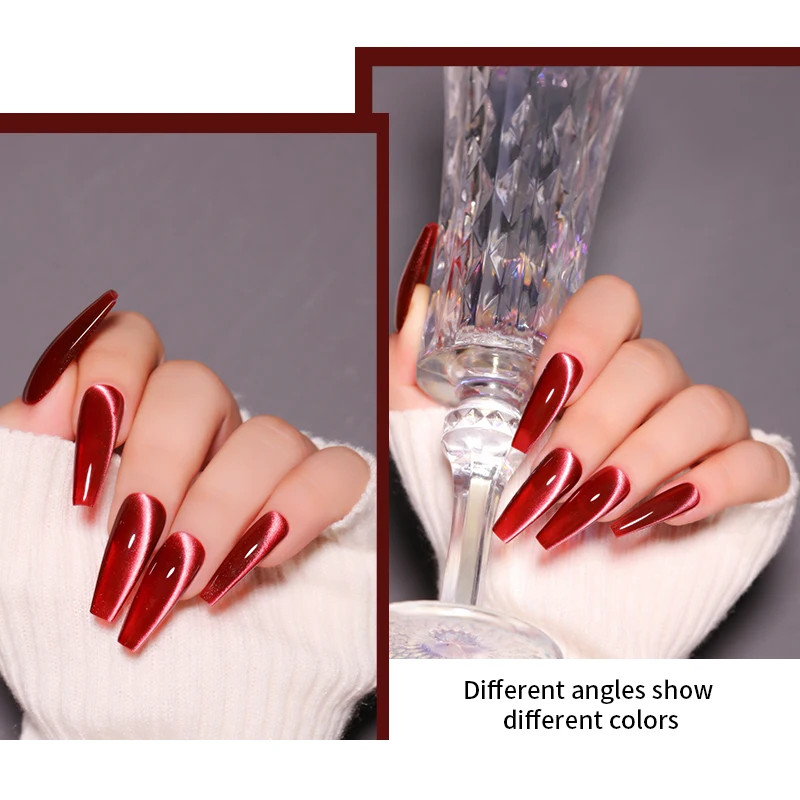 Custom 6 Colors Red Gloss Cateye Nail Gel Hot Sale Cateye Gel Polish Semi Clued Gel Nail Christmas