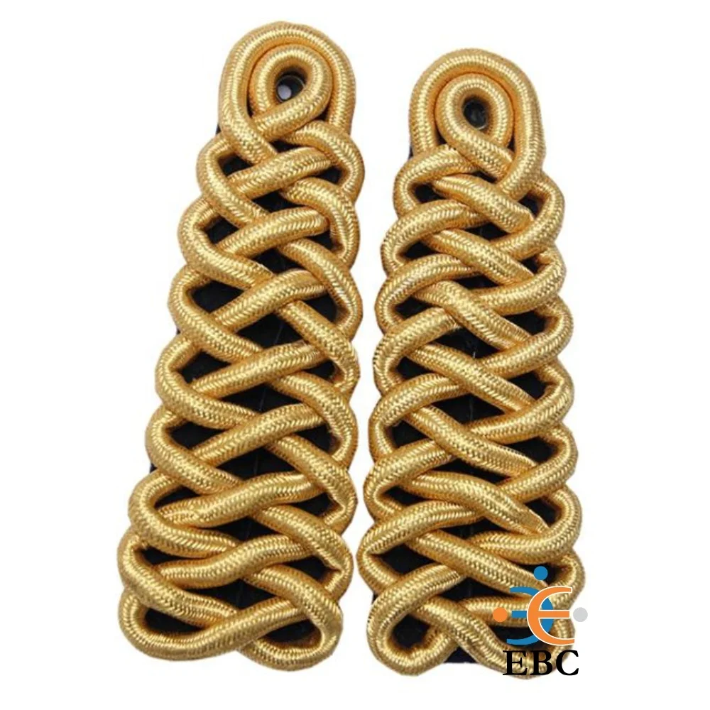 Japanese Officer Bullion Gold Twisted Shoulder Boards Epaulettes Wholesale Braided Gold Cord Epaulettes Handmade