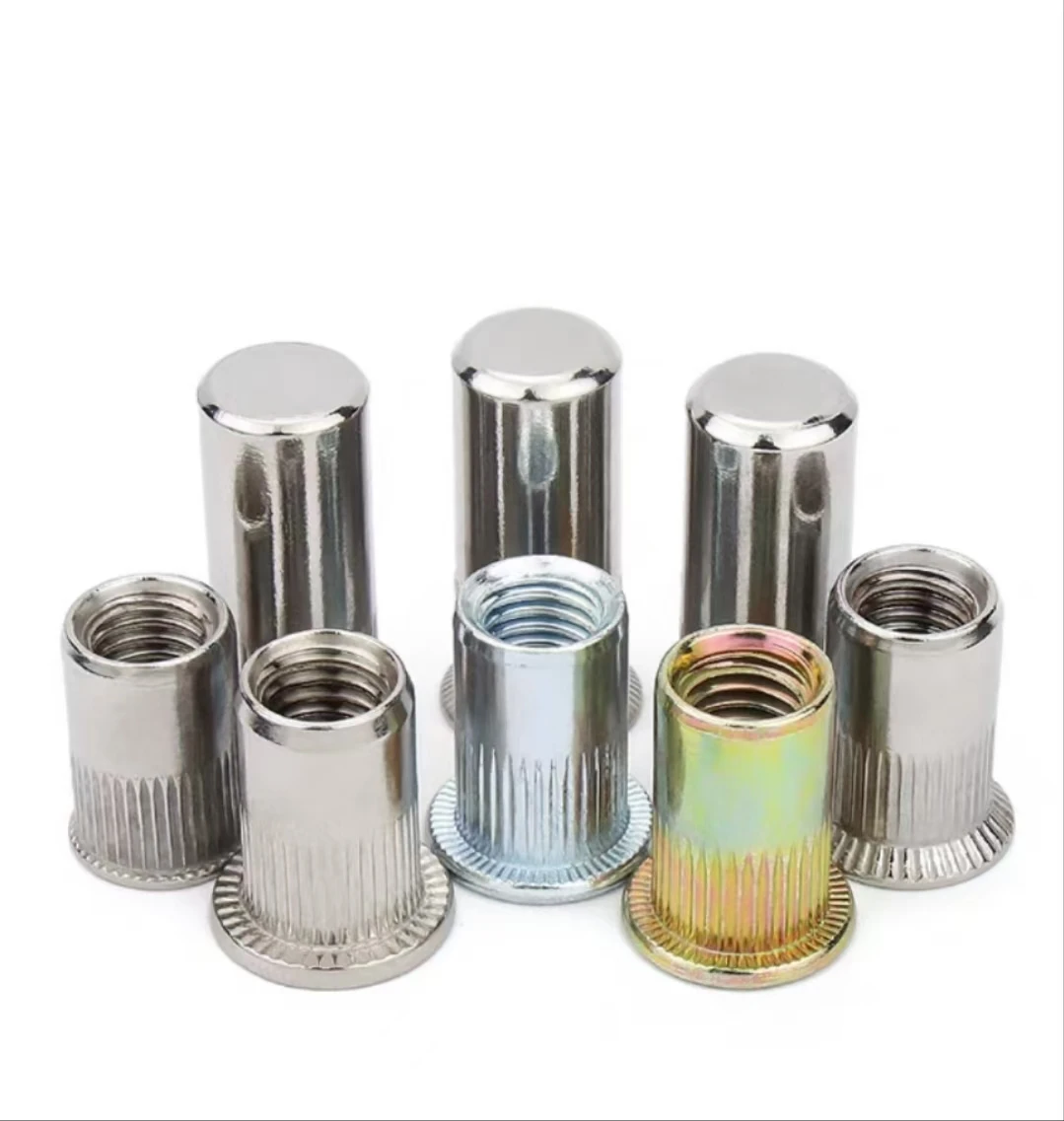 M4 M5 SS304  Galvanized Steel Class 4.8 Zinc Plated Hex Flat Serrated Knurled Design Blue Yellow White Blind Rivet Nut Rivet