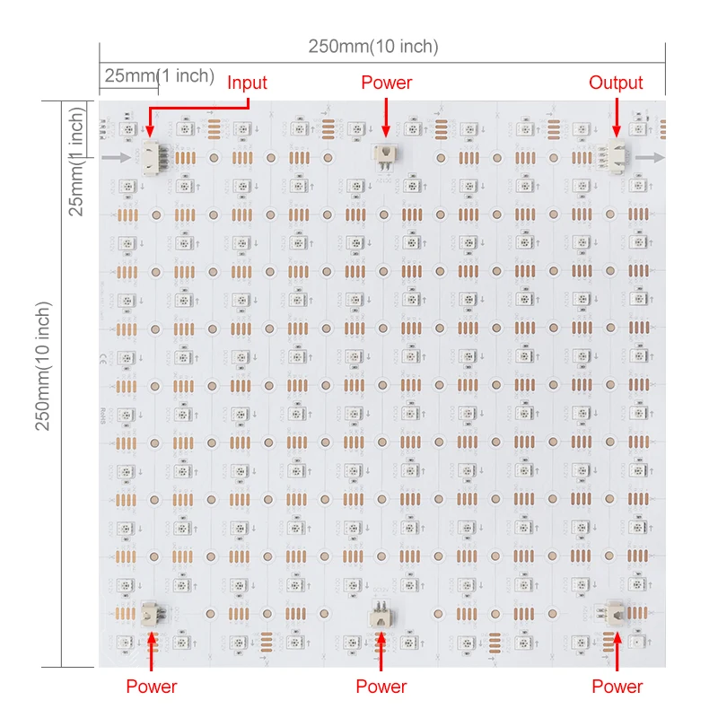 SPI dmx flexible LED matrix panel 12v 250*250mm pixel led sheet led panel matrix cuttable