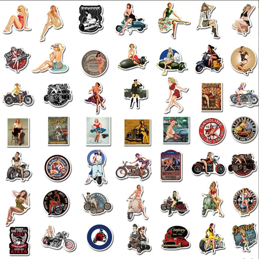 100pcs sexy anime girl stickers decals vintage sticker for travel case stickers car skateboard motorcycle bicycle luggage guitar