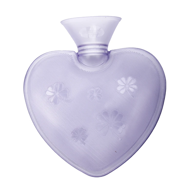 
rubber heart shaped hot water bottle with plush animal cover 