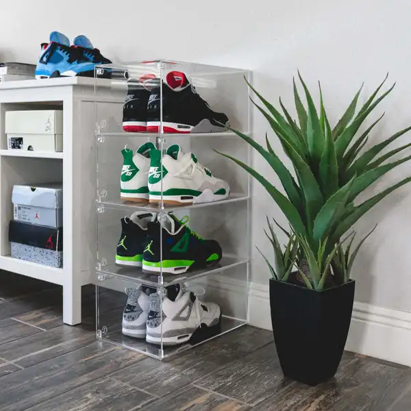 Clear acrylic Shoe boxes magnetic organizers display plastic storage sneaker shoe box crates organizador de zapatos shoe case