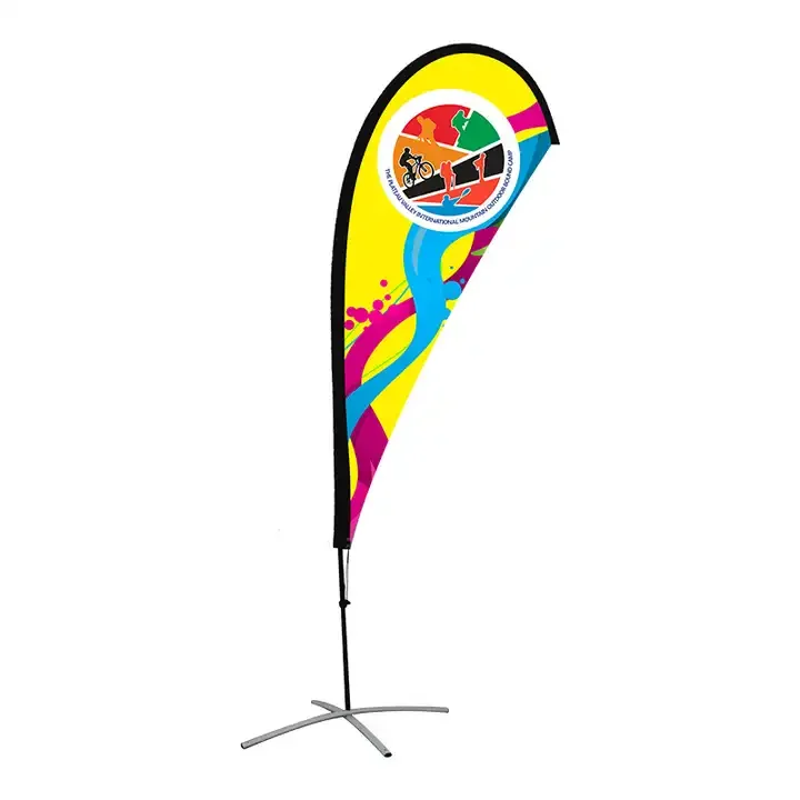 Totem outdoor advertising beach feather flag with portable pole stand