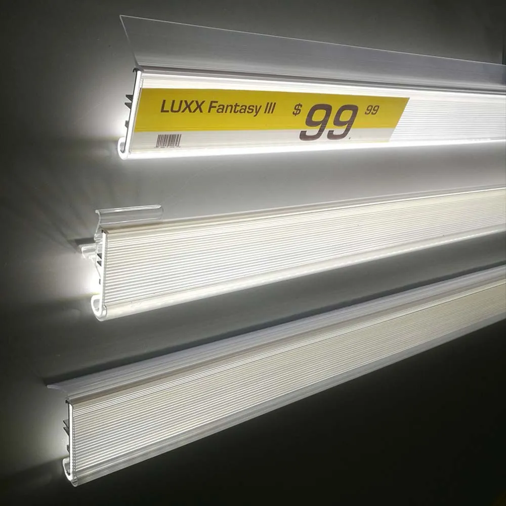 
The Newest innovative shelftag light, illuminated ticket strip for shelf lighting original patent 