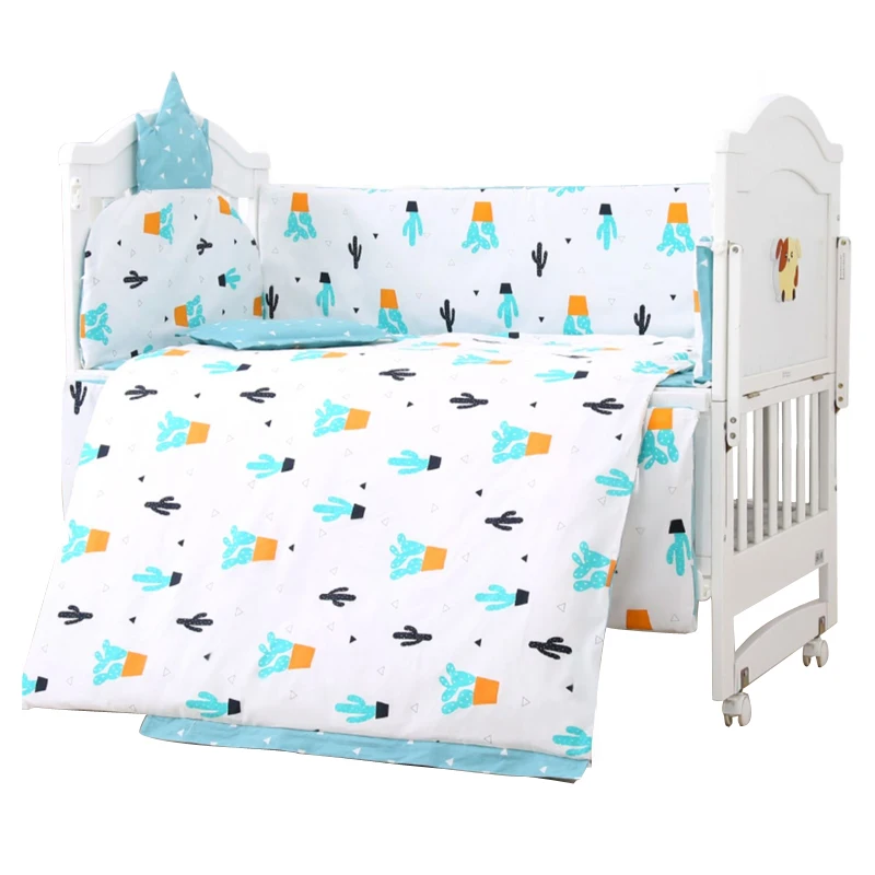 Modern luxury baby crib cotton comforter sets bedding with different colors