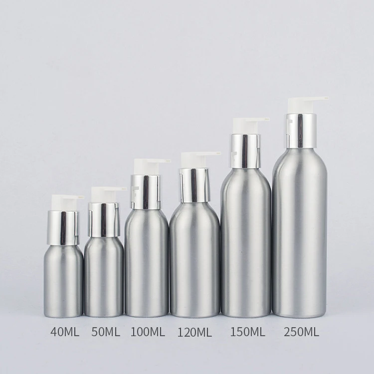 40ml 50ml 100ml 120ml 150ml 250ml 300ml Aluminum Cream Bottle With UV Lotion Pump