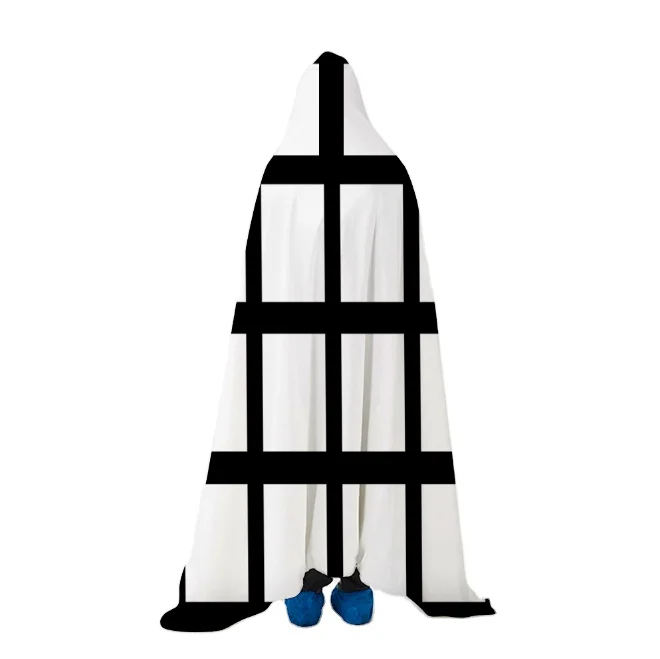 customized fleece cape with hat sublimation blank panels blanket thick double layer hooded blanket styling cloak