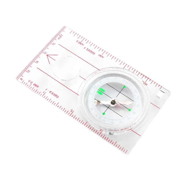 Outdoor Plexiglass Map Scale Luminous Directional Multifunctional Ruler(cm/inch) Compass Camping Gear Hiking Accessories