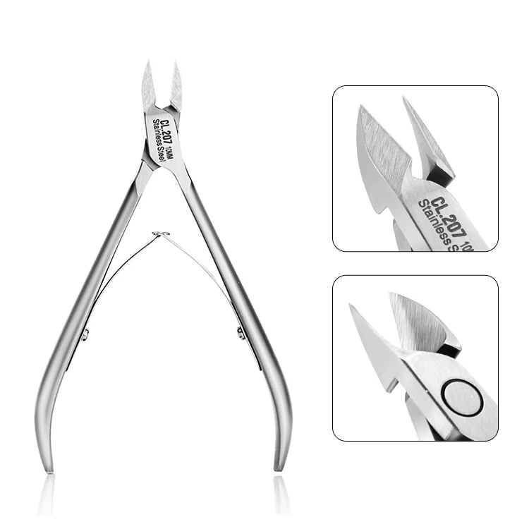 Manicure Podiatry Instruments Professional Good Quality Best Selling Nail Pliers Stainless Steel Curved Handle Finger Toe Nipper