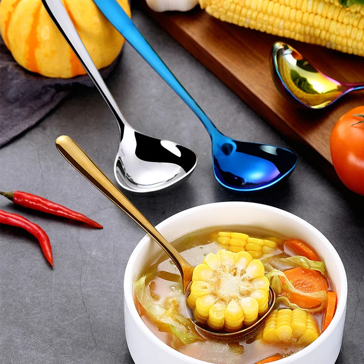 New Product Ideas Kitchen Accessories Cooking 8 Inch Soup Scoop 304 Stainless Steel Delicate Stirring Spoons