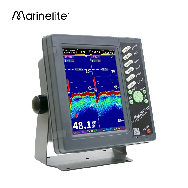 OVA 8 inch 50&200khz echo sounder dual frequency sonar system fish finder