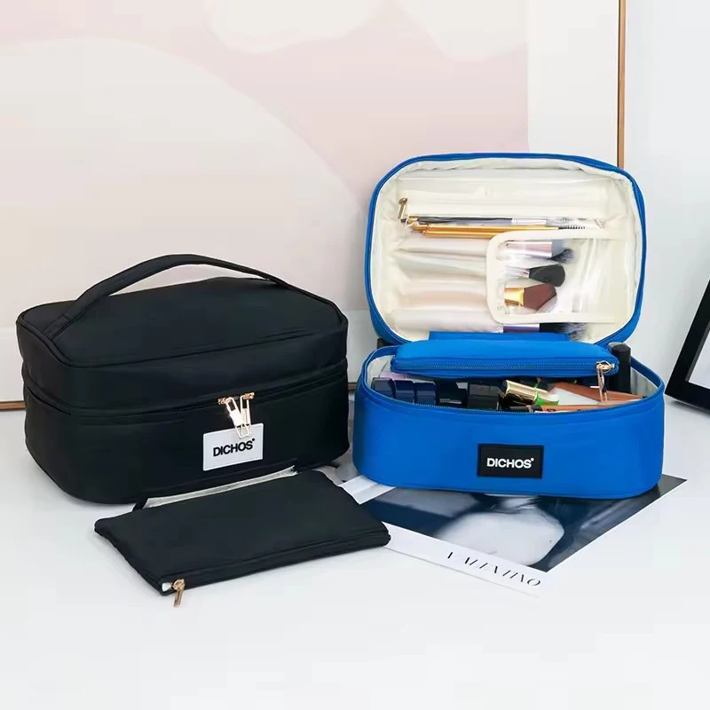 DICHOS Cosmetic Bag Custom Logo Lightweight Nylon Portable Custom Makeup Bag  Travel Storage Handbag With Zipper  For Women