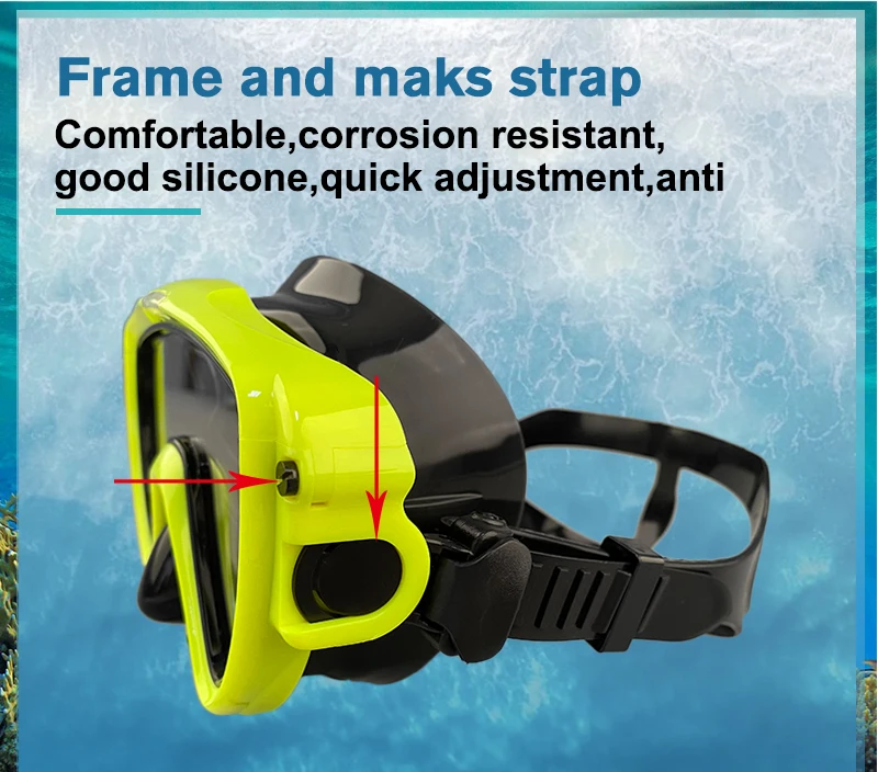 Aloma Ergonomic Design Low Volume Sealing Silicone Skirt Anti-fog Wide View Tempered Single Lens Scuba Diving Mask
