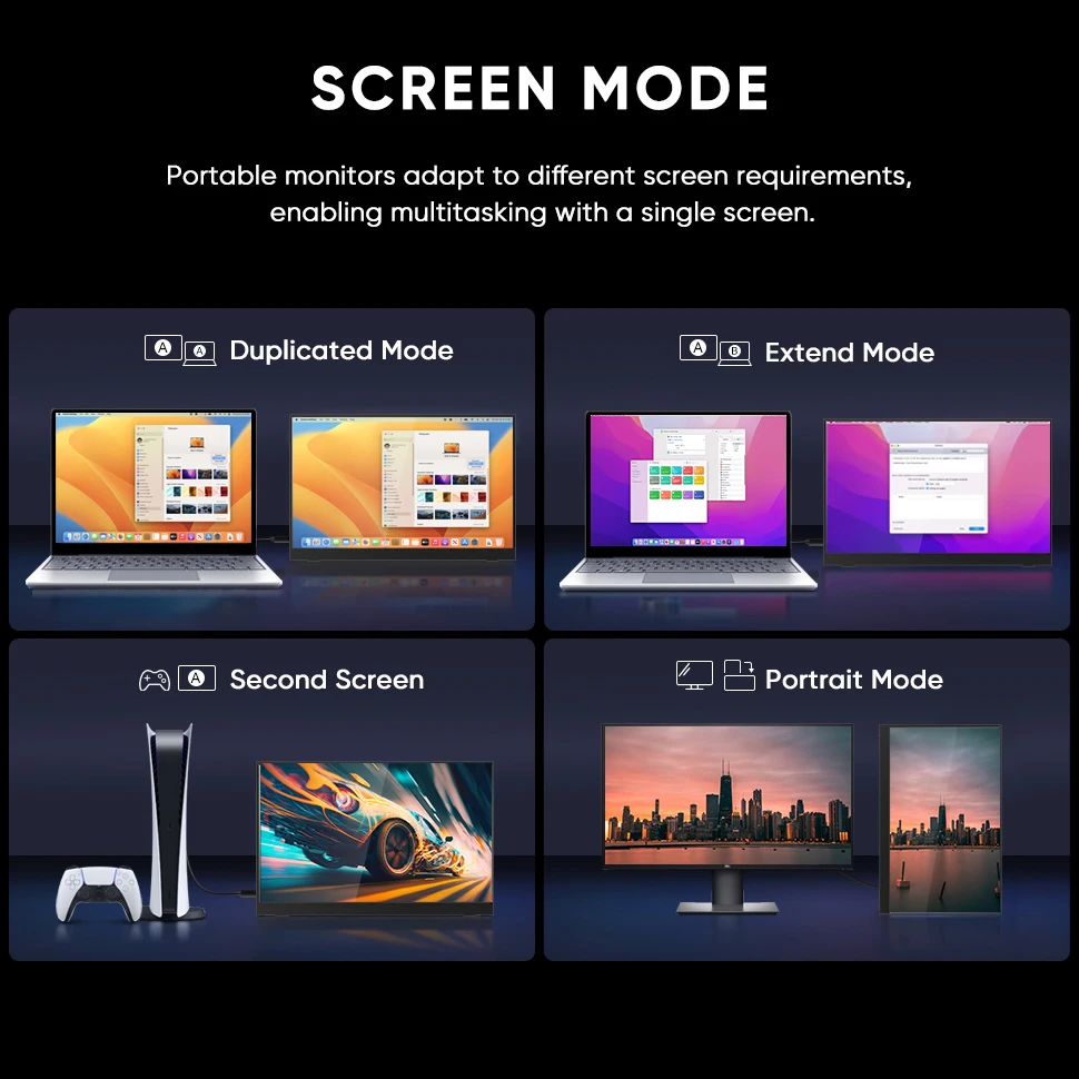 Portable Monitor for Laptop 15.6 inch FHD 1080P IPS Eye Care Screen with Stand 180 Adjustable Dual Speaker Travel Monitor